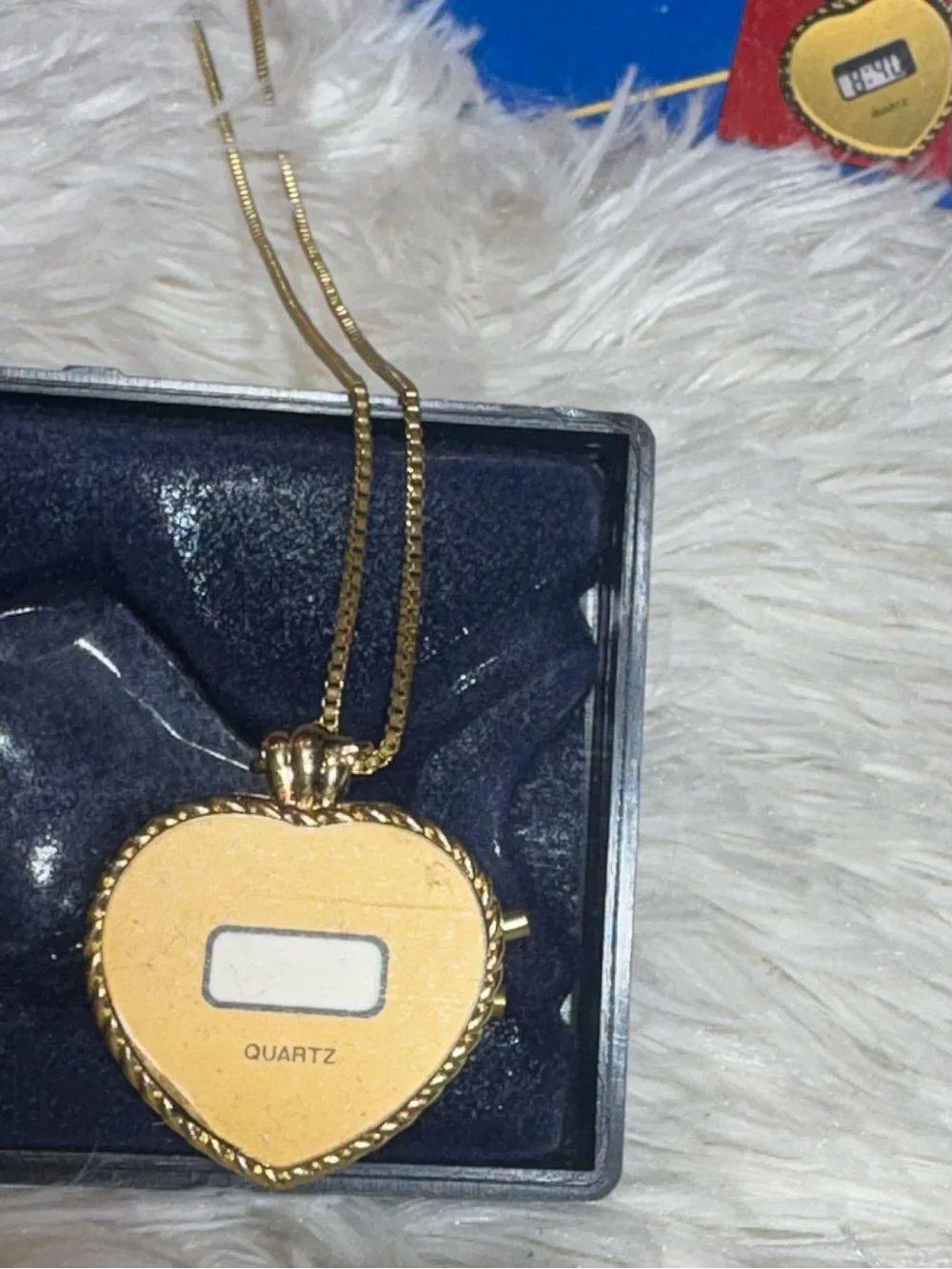 Vintage Gold Heart Pendant Necklace - Quartz Accent